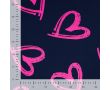 French Terry Neon Print - Neon Heart, Navy