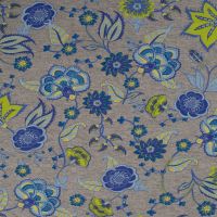 French Terry Melange Print - Flowers, Lilac Green