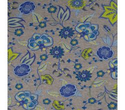 French Terry Melange Print - Flowers, Lilac Green