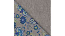 French Terry Melange Print - Flowers, Lilac Green