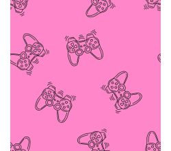 French Terry Neon Print (Game Controler) - Fuchsia Neon