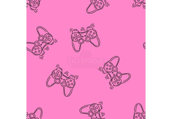 French Terry Neon Print (Game Controler) - Fuchsia Neon