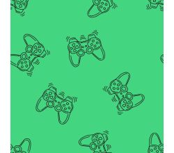 French Terry Neon Print (Game Controler) - Green Neon