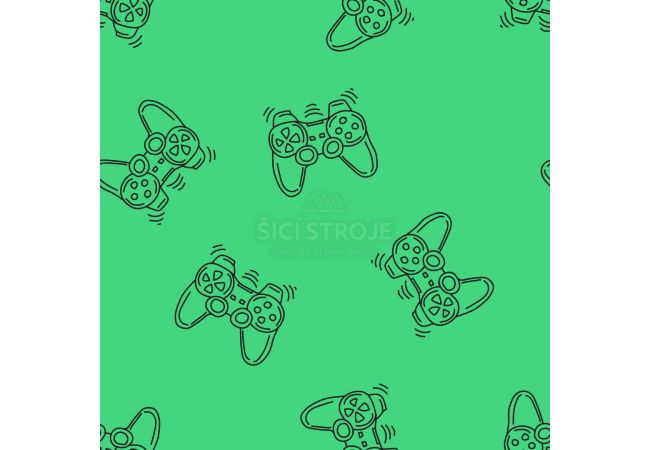 French Terry Neon Print (Game Controler) - Green Neon