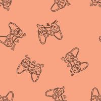French Terry Neon Print (Game Controler) - Orange Neon