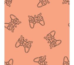 French Terry Neon Print (Game Controler) - Orange Neon