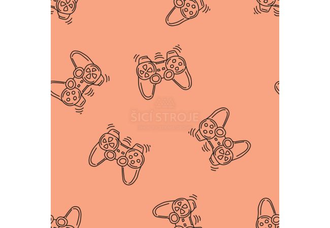 French Terry Neon Print (Game Controler) - Orange Neon