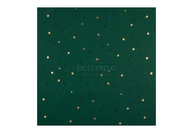 Cotton Poplin Foil Print - Stars, Green