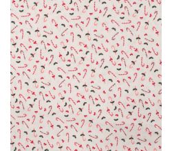 Cotton Poplin - Candy Canes, White