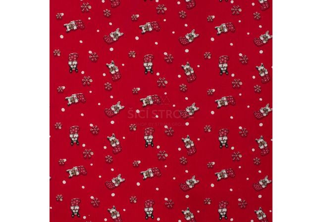 Cotton Poplin - Bulldogs, Red