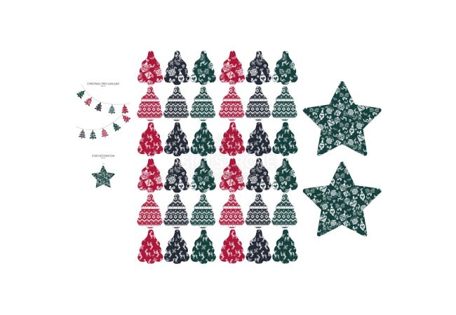 Cotton Poplin Digital Print - Diy Christmas Garland