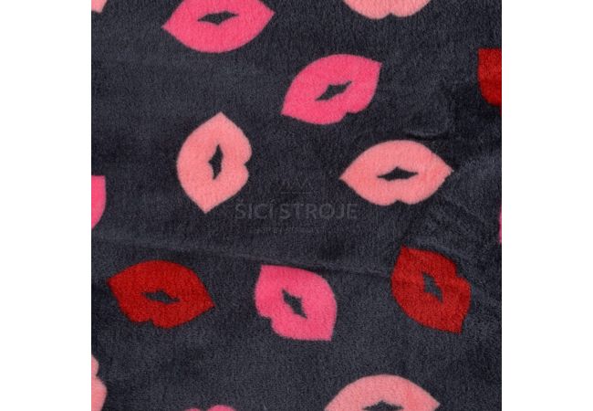 Cuddle Fleece Double Face - Lips, Grey