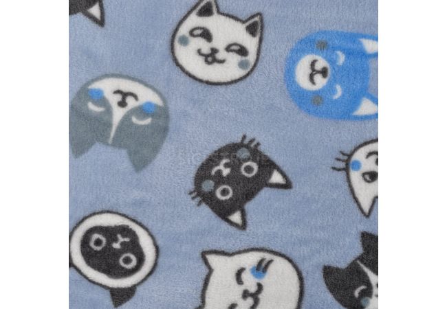 Cuddle Fleece Double Face - Cats & Cat Paws, Blue
