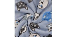 Cuddle Fleece Double Face - Cats & Cat Paws, Blue