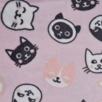 Cuddle Fleece Double Face - Cats & Cat Paws, Dusty Pink