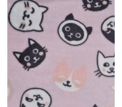 Cuddle Fleece Double Face - Cats & Cat Paws, Dusty Pink