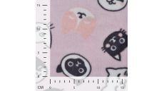 Cuddle Fleece Double Face - Cats & Cat Paws, Dusty Pink
