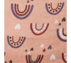 Cuddle Fleece Double Face - Rainbow + Hearts, Poudre