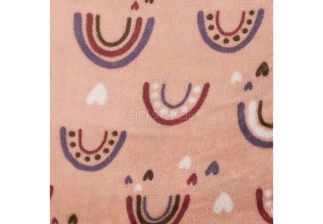 Cuddle Fleece Double Face - Rainbow + Hearts, Poudre
