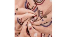 Cuddle Fleece Double Face - Rainbow + Hearts, Poudre