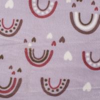 Cuddle Fleece Double Face - Rainbow + Hearts, Lilac