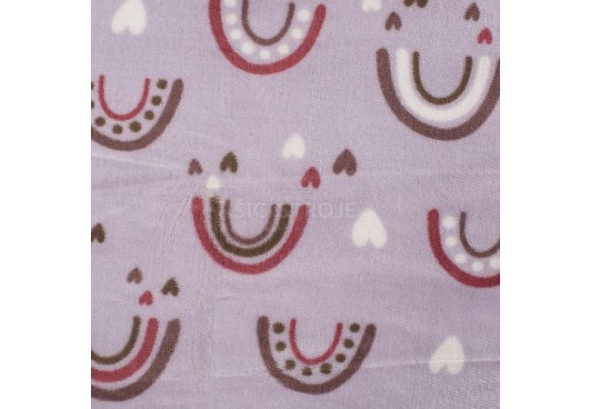 Cuddle Fleece Double Face - Rainbow + Hearts, Lilac