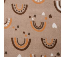 Cuddle Fleece Double Face - Rainbow + Hearts, Sand