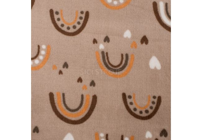Cuddle Fleece Double Face - Rainbow + Hearts, Sand