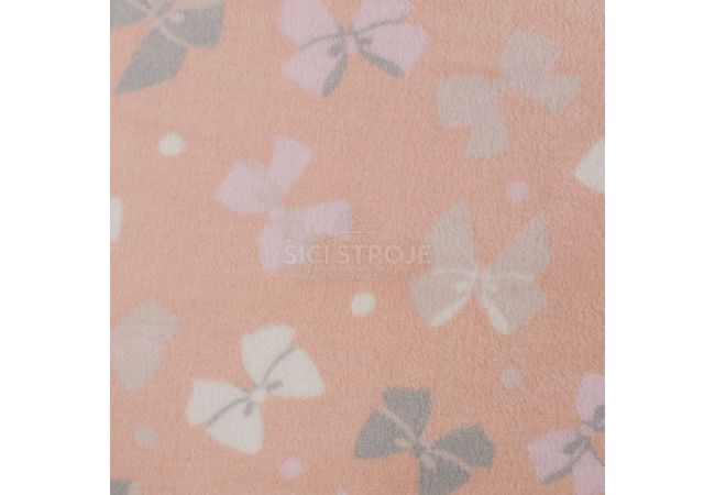 Cuddle Fleece Double Face - Bow + Dots, Dusty Pink