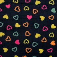Cuddle Fleece Double Face - Hearts, Navy Multi (Ilitex)