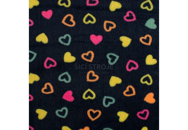Cuddle Fleece Double Face - Hearts, Navy Multi (Ilitex)