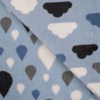 Cuddle Fleece Double Face - Clouds & Raindrops, Dusty Blue
