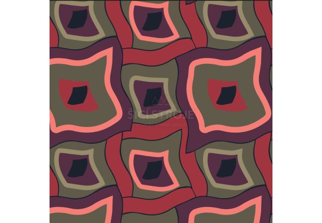 Cuddle Fleece Print - Retro Squares, Dark Red
