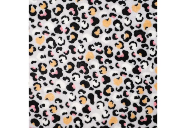 Cuddle Fleece Print + Uni - Panther, Silver Grey