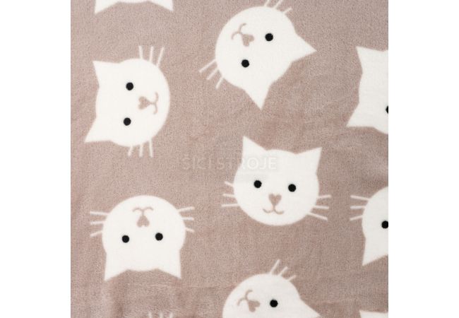 Cuddle Fleece Double Print - Shadow Cats, Sand