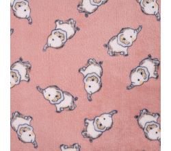 Cuddle Fleece Print + Uni - Elephants, Poudre