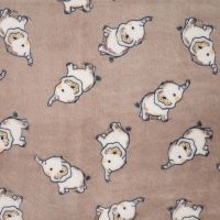 Cuddle Fleece Print + Uni - Elephants, Sand
