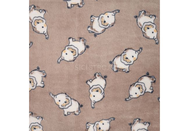 Cuddle Fleece Print + Uni - Elephants, Sand