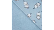 Cuddle Fleece Print + Uni - Elephants, Dusty Blue