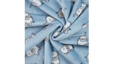 Cuddle Fleece Print + Uni - Elephants, Dusty Blue