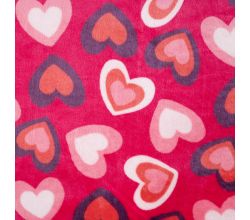 Cuddle Fleece Print + Uni - Multi Hearts, Fuchsia