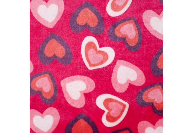 Cuddle Fleece Print + Uni - Multi Hearts, Fuchsia