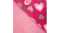 Cuddle Fleece Print + Uni - Multi Hearts, Fuchsia