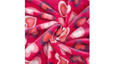 Cuddle Fleece Print + Uni - Multi Hearts, Fuchsia