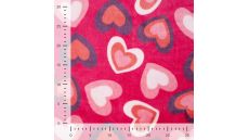 Cuddle Fleece Print + Uni - Multi Hearts, Fuchsia