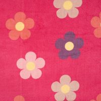 Cuddle Fleece Print + Uni - Flowers, Fuchsia