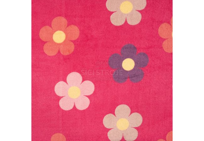 Cuddle Fleece Print + Uni - Flowers, Fuchsia