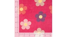 Cuddle Fleece Print + Uni - Flowers, Fuchsia