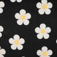 Cuddle Fleece Print + Uni - Flowers, Black