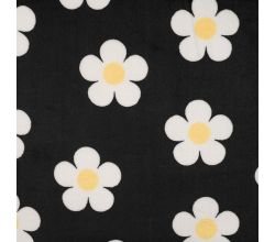 Cuddle Fleece Print + Uni - Flowers, Black